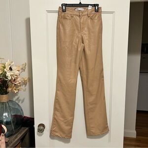 Zara Beige Faux Leather Pants Straight Leg Midrise Size 2 NWT